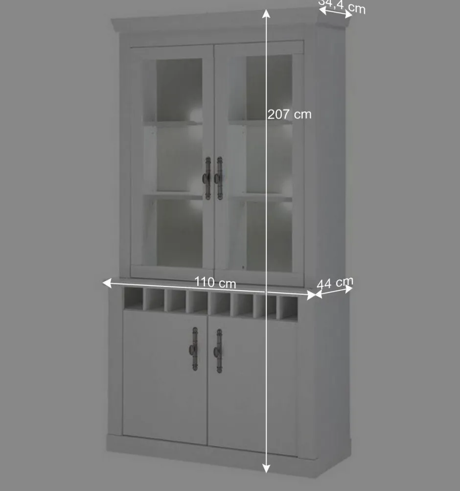 Wohnen Buffet Vitrine in weißer Holzoptik Pinie - Liancos