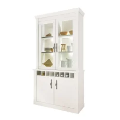 Wohnen Buffet Vitrine in weißer Holzoptik Pinie - Liancos