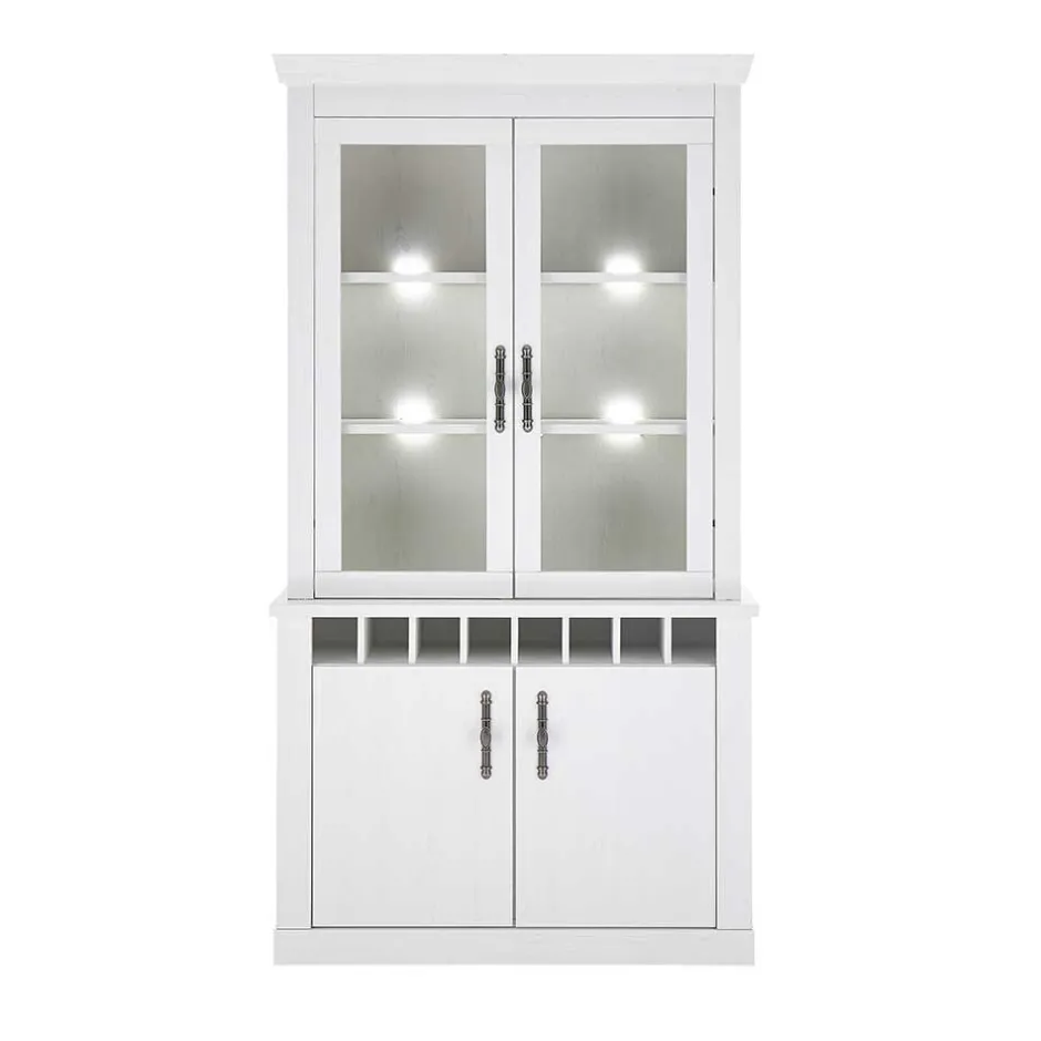Wohnen Buffet Vitrine in weißer Holzoptik Pinie - Liancos