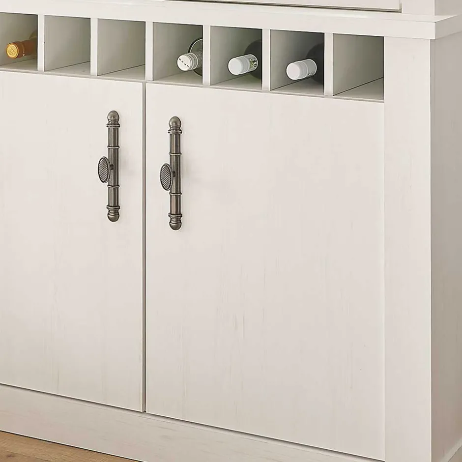 Wohnen Buffet Vitrine in weißer Holzoptik Pinie - Liancos