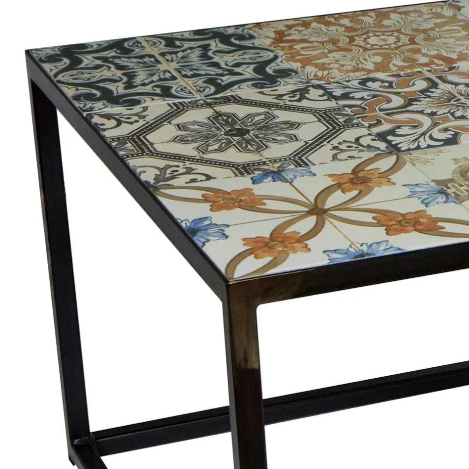 Wohnen Bunter Keramiktisch mit Bügel-Gestell - Fantast