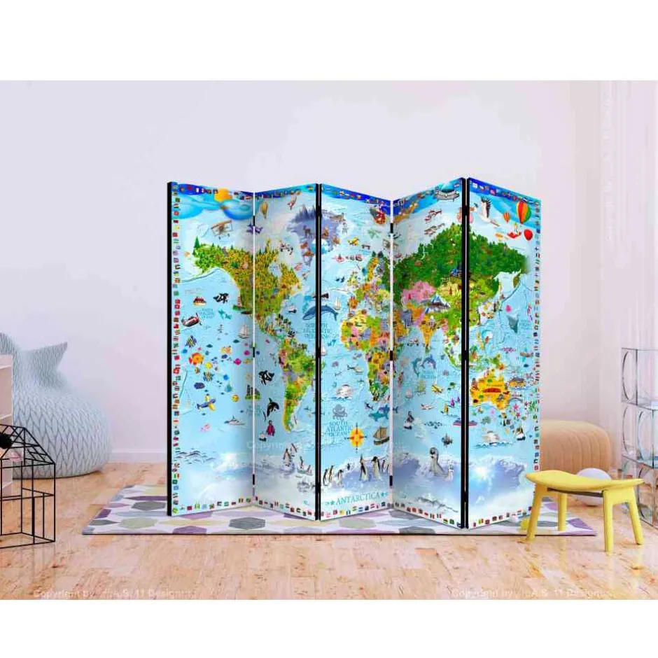 Bunter Kinderzimmer Paravent Weltkarte - Room^Wohnen Discount