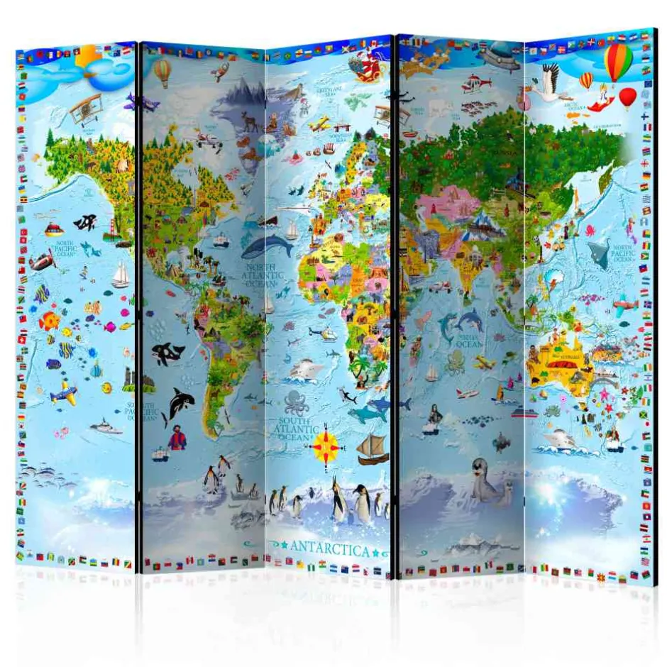 Bunter Kinderzimmer Paravent Weltkarte - Room^Wohnen Discount