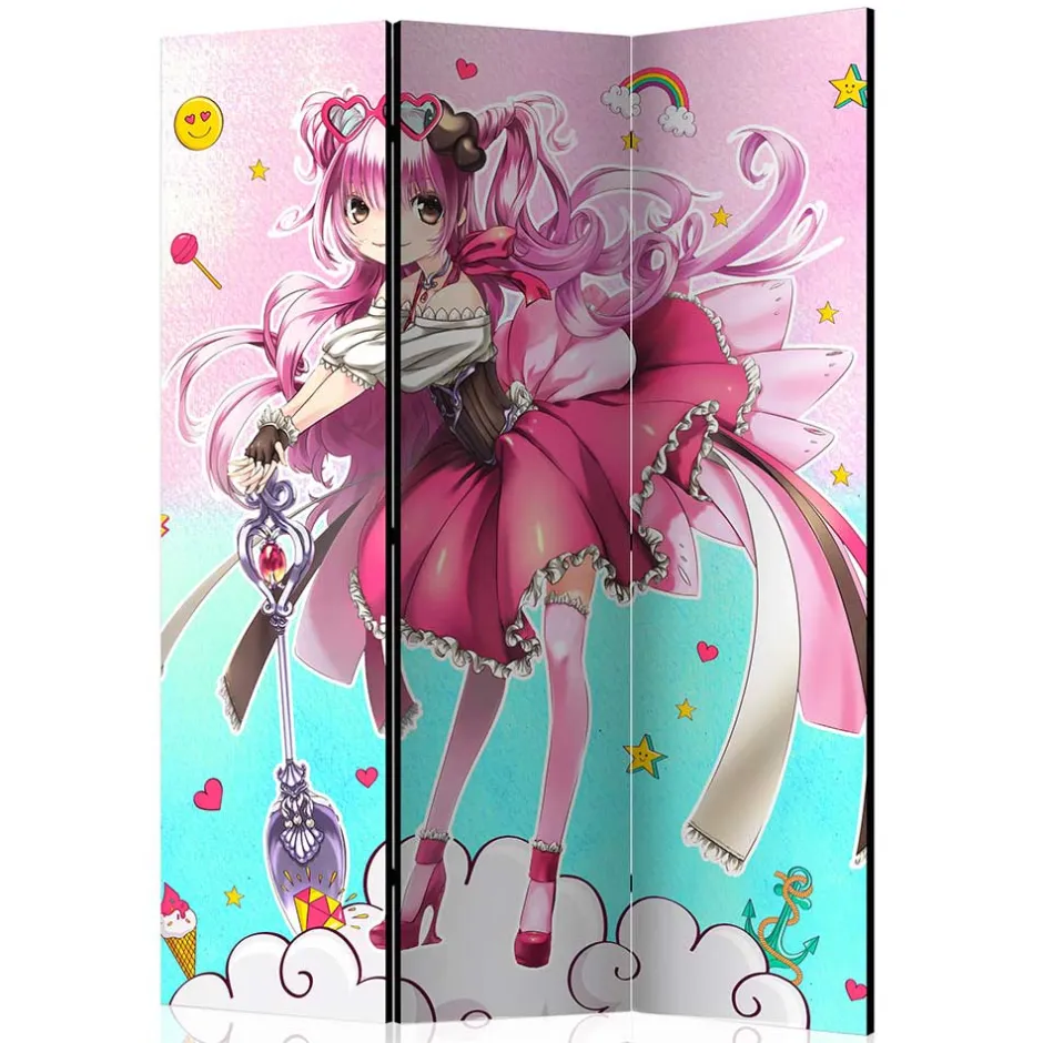 Bunter Paravent mit Manga Mädchen Motiv - Vinales^Wohnen Sale