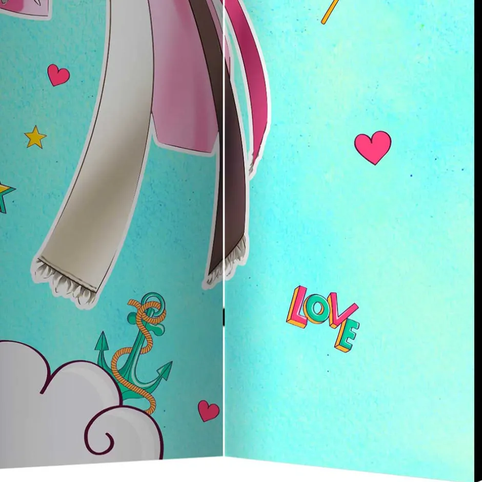 Bunter Paravent mit Manga Mädchen Motiv - Vinales^Wohnen Sale