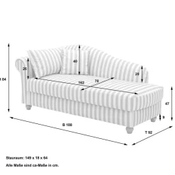 Chaiselongue mit Streifen in Weiß Braun - Adendro^Wohnen Clearance