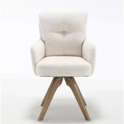 Wohnen Chenille Armlehnenstuhl in Creme - Max (2er Set)