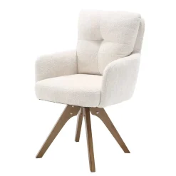 Wohnen Chenille Armlehnenstuhl in Creme - Max (2er Set)