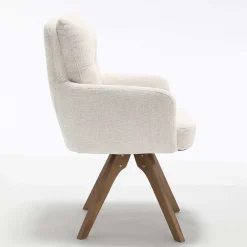 Wohnen Chenille Armlehnenstuhl in Creme - Max (2er Set)