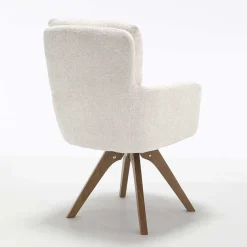 Wohnen Chenille Armlehnenstuhl in Creme - Max (2er Set)