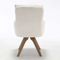 Wohnen Chenille Armlehnenstuhl in Creme - Max (2er Set)