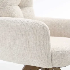 Wohnen Chenille Armlehnenstuhl in Creme - Max (2er Set)