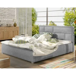 Wohnen Chenille Polsterbett in Hellgrau - Mazira