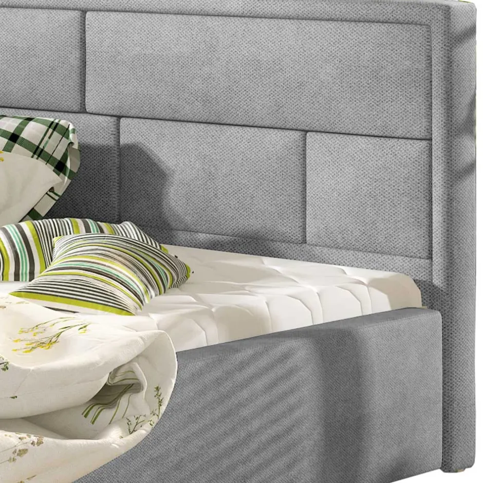 Wohnen Chenille Polsterbett in Hellgrau - Mazira