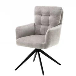 Chenille Tischsessel in Taupe - Vatros (2er Set)^Wohnen Outlet