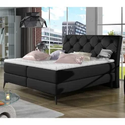Chesterfield Komplettbett in Schwarz - Silvaria^Wohnen New