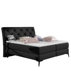 Chesterfield Komplettbett in Schwarz - Silvaria^Wohnen New