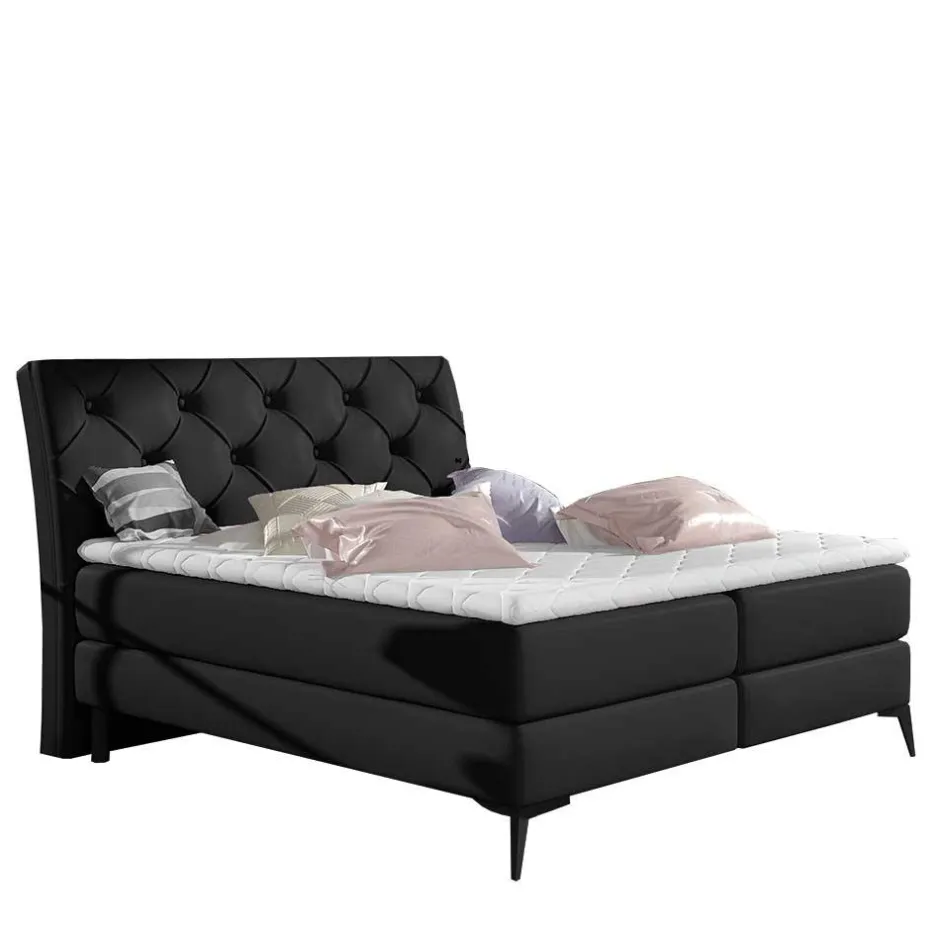 Chesterfield Komplettbett in Schwarz - Silvaria^Wohnen New