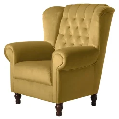 Wohnen Chesterfield Ohrenbackensessel aus Samtvelours - Gregg