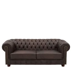 Wohnen Chesterfield Polstergruppe aus Leder - Pluna (dreiteilig)