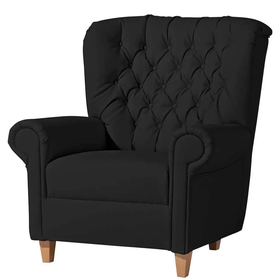 Chesterfield Polstersessel in Schwarz Kunstleder - Centurion^Wohnen Discount