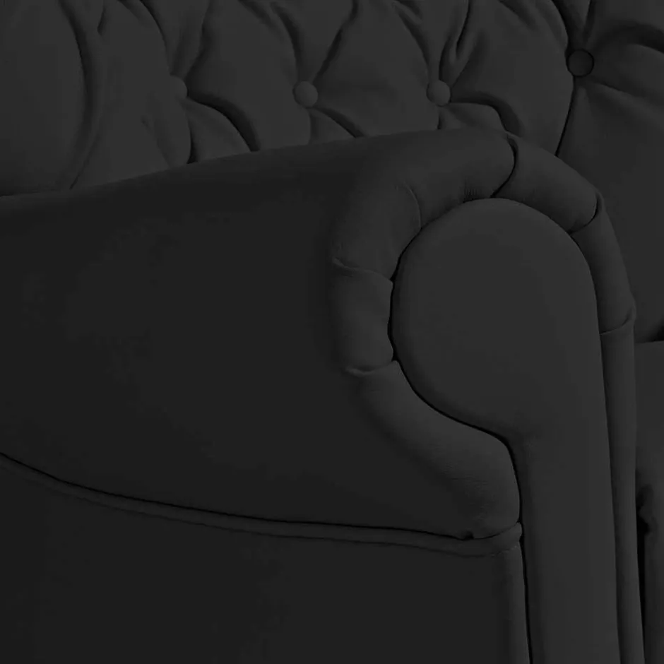 Chesterfield Polstersessel in Schwarz Kunstleder - Centurion^Wohnen Discount