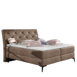 Chesterfield Samtbett in Hellbraun - Trenta^Wohnen