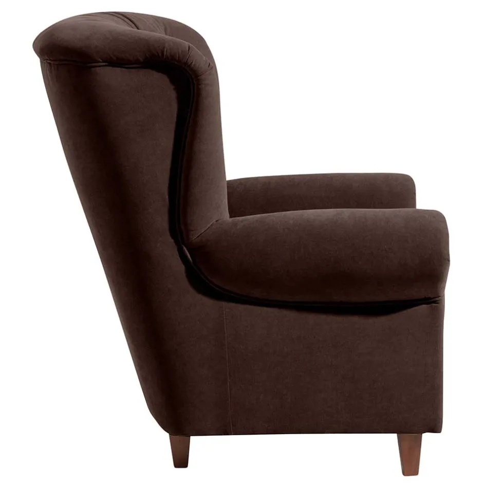 Chesterfield Sessel aus braunem Velours - Potriwa^Wohnen Discount