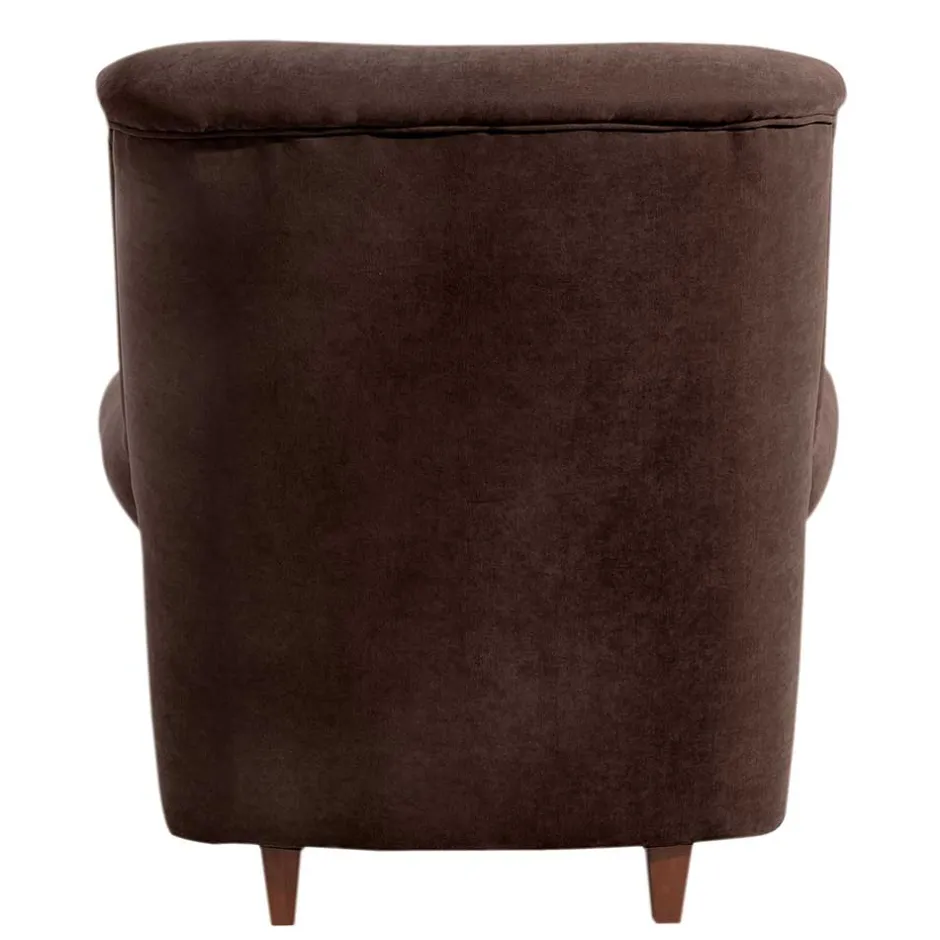 Chesterfield Sessel aus braunem Velours - Potriwa^Wohnen Discount