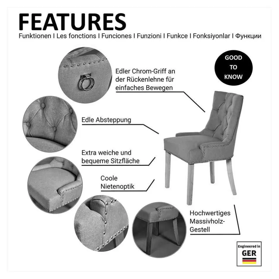 Chesterfield Stuhl in Grau meliert und Schwarz - Menton^Wohnen Online