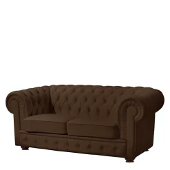 Wohnen Chesterfield-Sofa in Braun Leder - Cementa