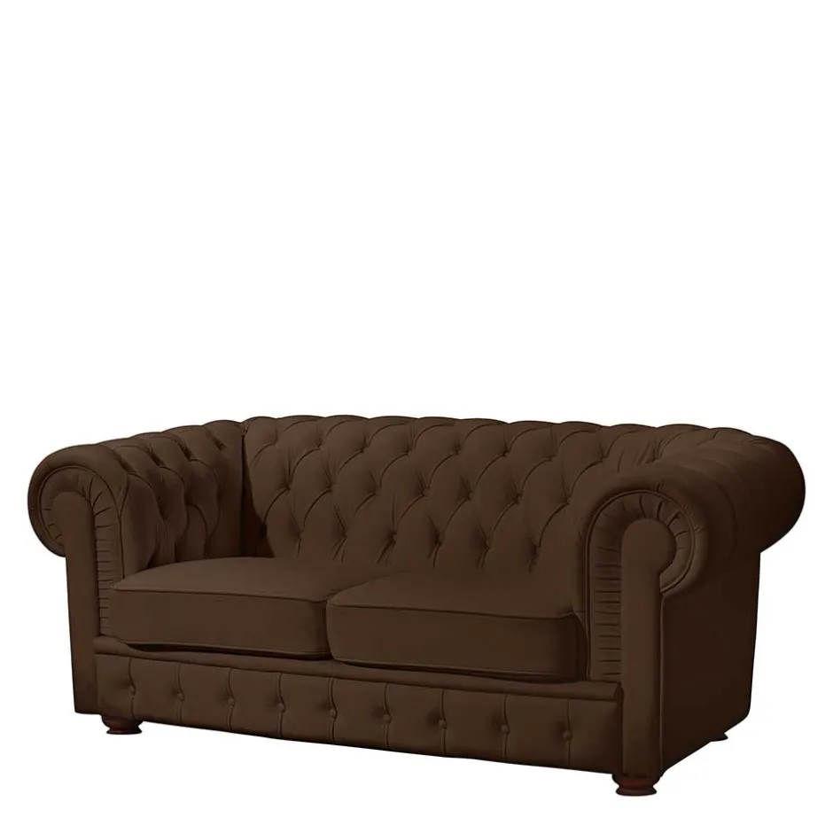 Wohnen Chesterfield-Sofa in Braun Leder - Cementa