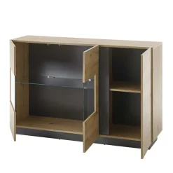 Wohnen 138cm breite Kommode mit Glaseinsatz - Lairian