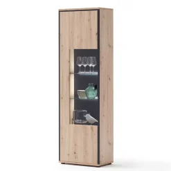 63cm breite Standvitrine in Eiche Holz Dekor - Nikdus^Wohnen Hot