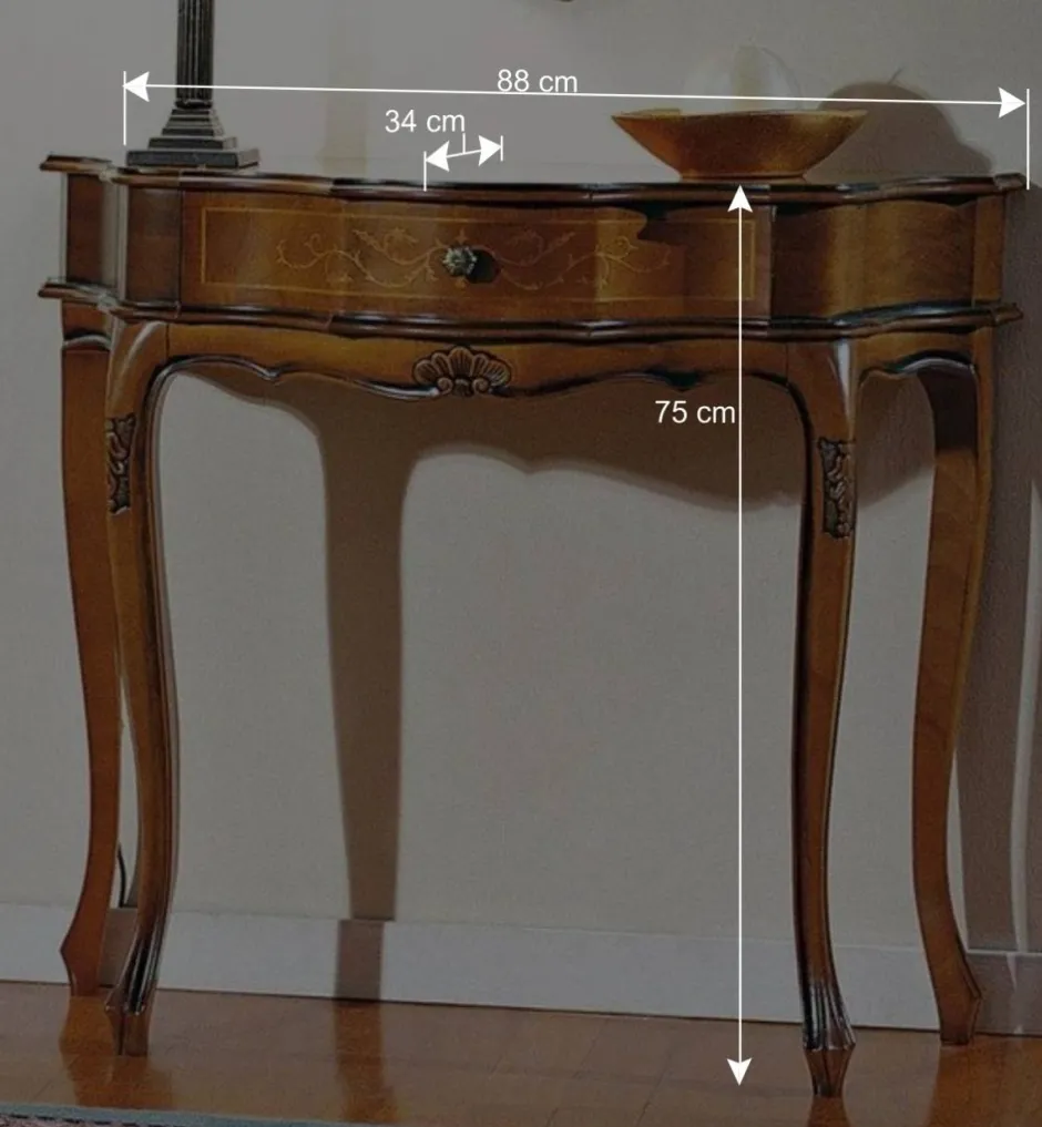 88cm breiter Konsolentisch Nussbaum Furnier Agosto im Barockstil^Wohnen Outlet