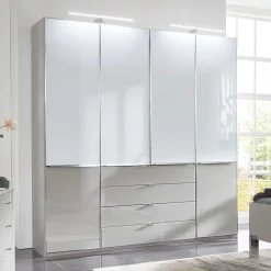 198cm breiter Schrank in Weiß & Hellgrau - Pascan^Wohnen Outlet