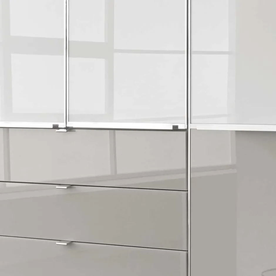 198cm breiter Schrank in Weiß & Hellgrau - Pascan^Wohnen Outlet