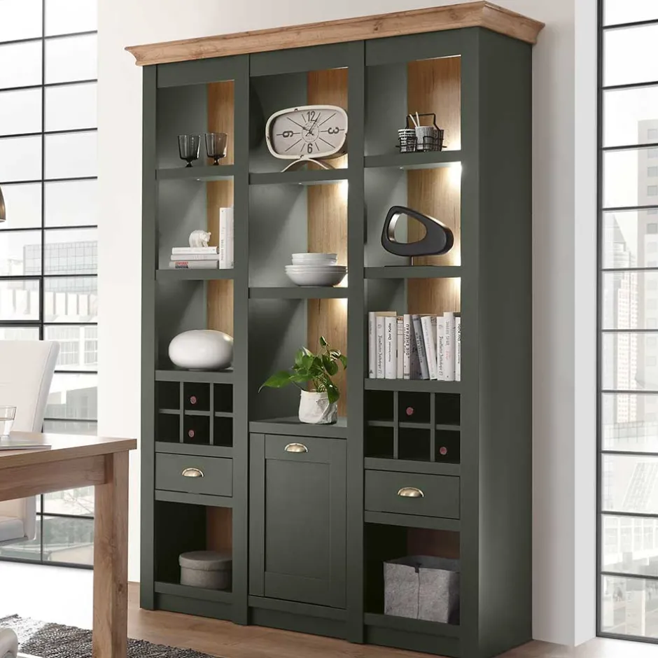 147cm breites Landhaus Regal in Graugrün - Eylan^Wohnen Hot