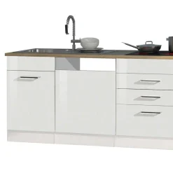 Wohnen 330cm Einbauküchenzeile in Weiß - Cuneo (achtteilig)