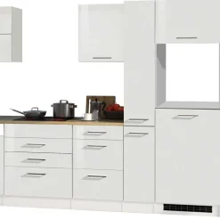 Wohnen 330cm Einbauküchenzeile in Weiß - Cuneo (achtteilig)