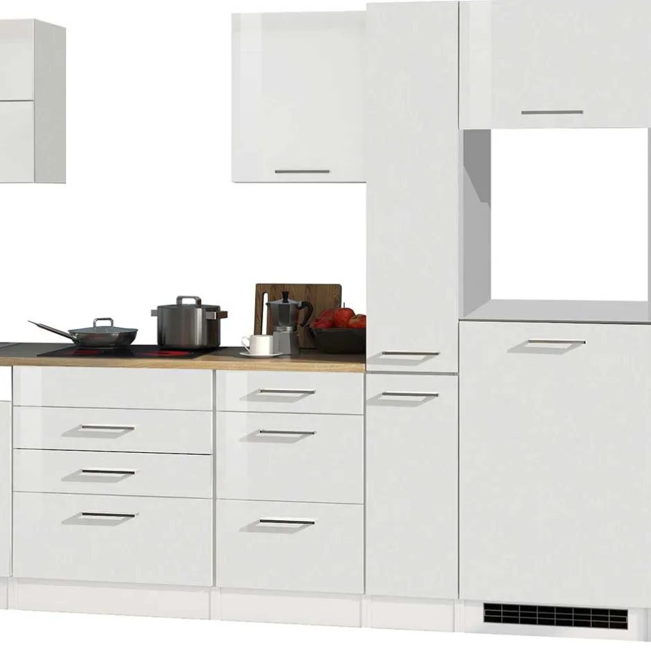 Wohnen 330cm Einbauküchenzeile in Weiß - Cuneo (achtteilig)