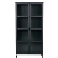 Wohnen 195cm hohe Industry Vitrine in Schwarz - Meciva