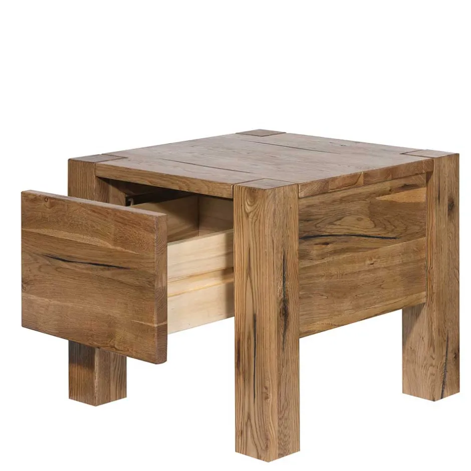 Wohnen 37cm hohe Nachtkommode aus Eiche Massivholz - Brave