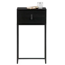 Wohnen 74cm hohe Nachtkonsole in Schwarz lackiert - Fronco