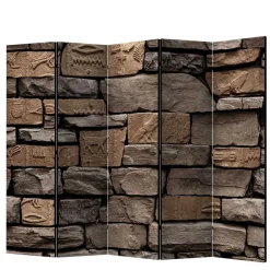 175cm hoher Paravent mit Mauer Stein Optik - Eslawan^Wohnen New