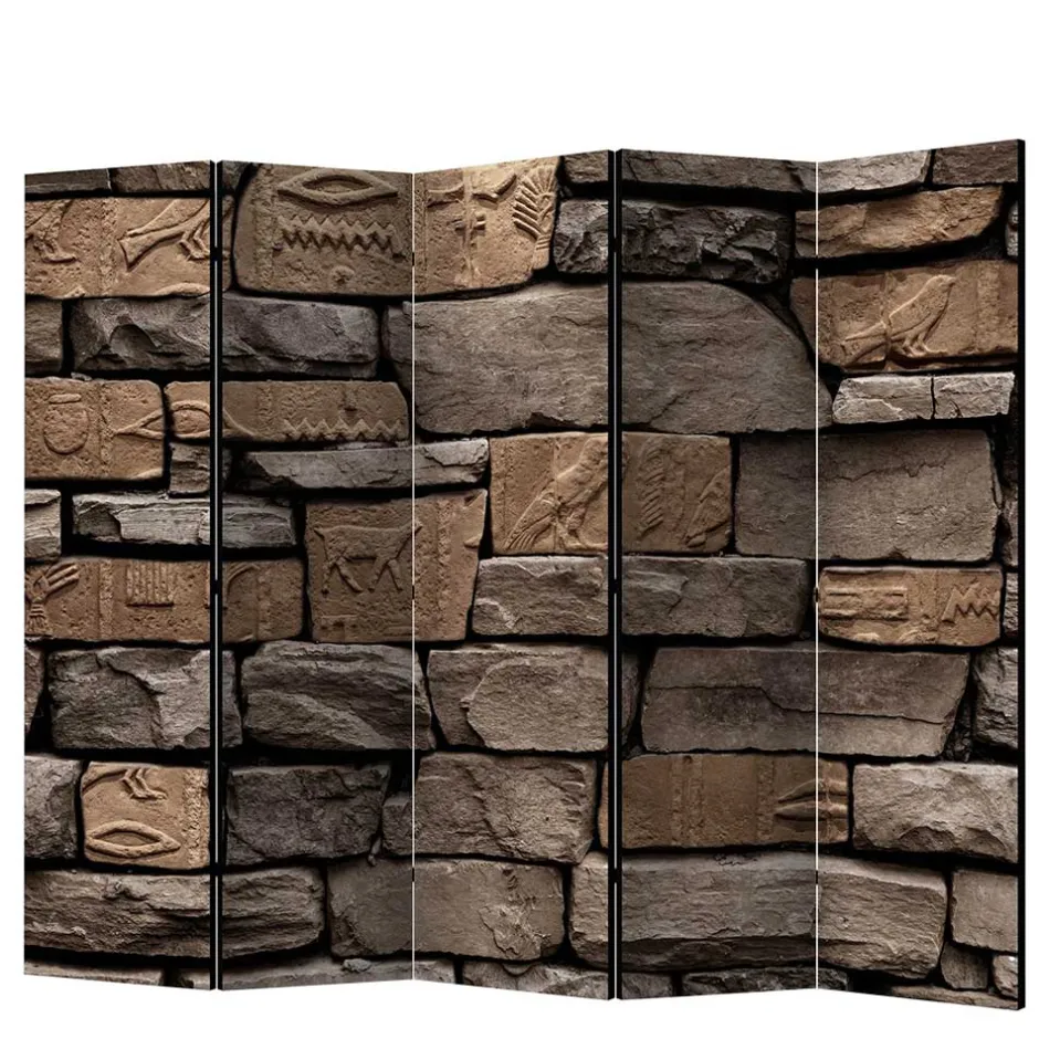 175cm hoher Paravent mit Mauer Stein Optik - Eslawan^Wohnen New