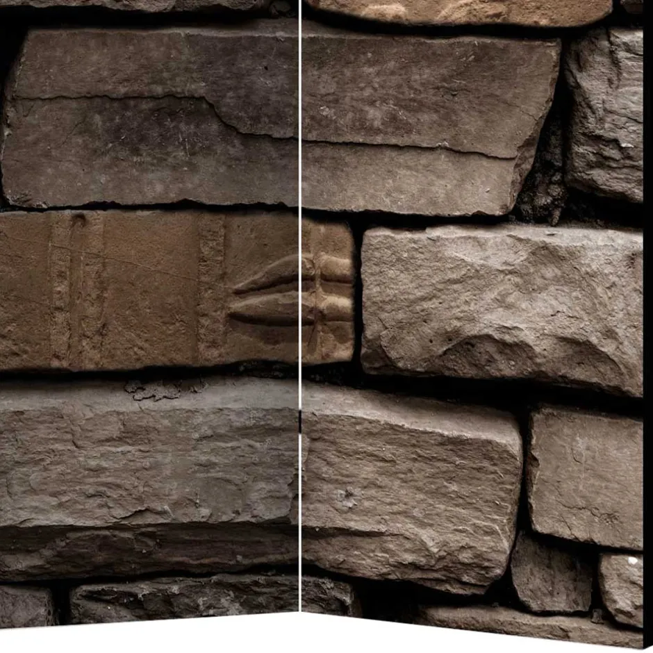 175cm hoher Paravent mit Mauer Stein Optik - Eslawan^Wohnen New
