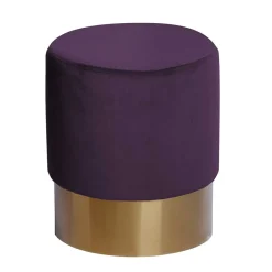 42cm hoher Rundhocker mit Samt in Violett - Elvadia^Wohnen