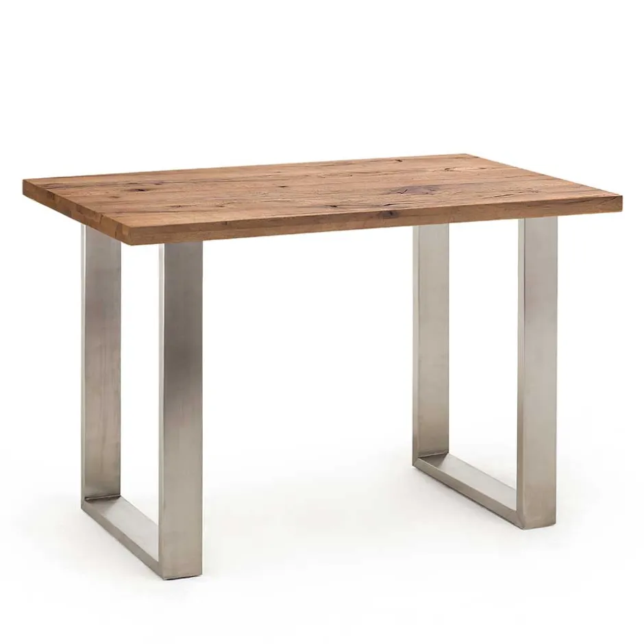 107cm hoher Tisch aus Eiche Dunkel & Edelstahl - Venerdi^Wohnen Sale