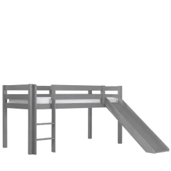 Kinder Wohnen 114cm hohes Hochbett mit Rutsche in Grau - Lagilos